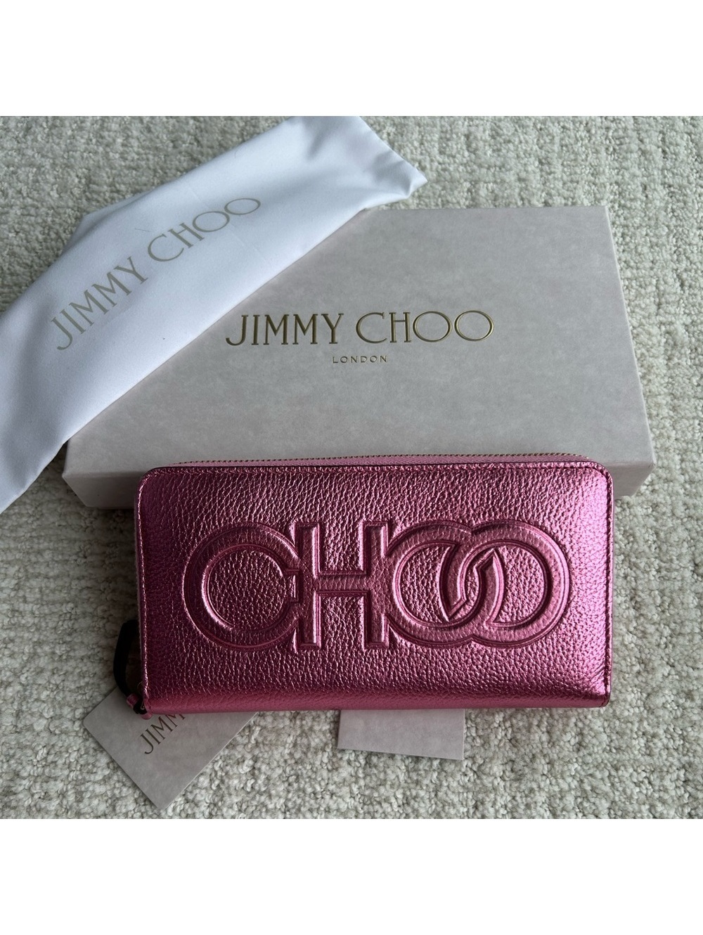Jimmy Choo Bettina Leather Continental Long Zippy Wallet Peony Pink NEW